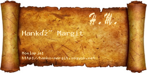 Hankó Margit névjegykártya